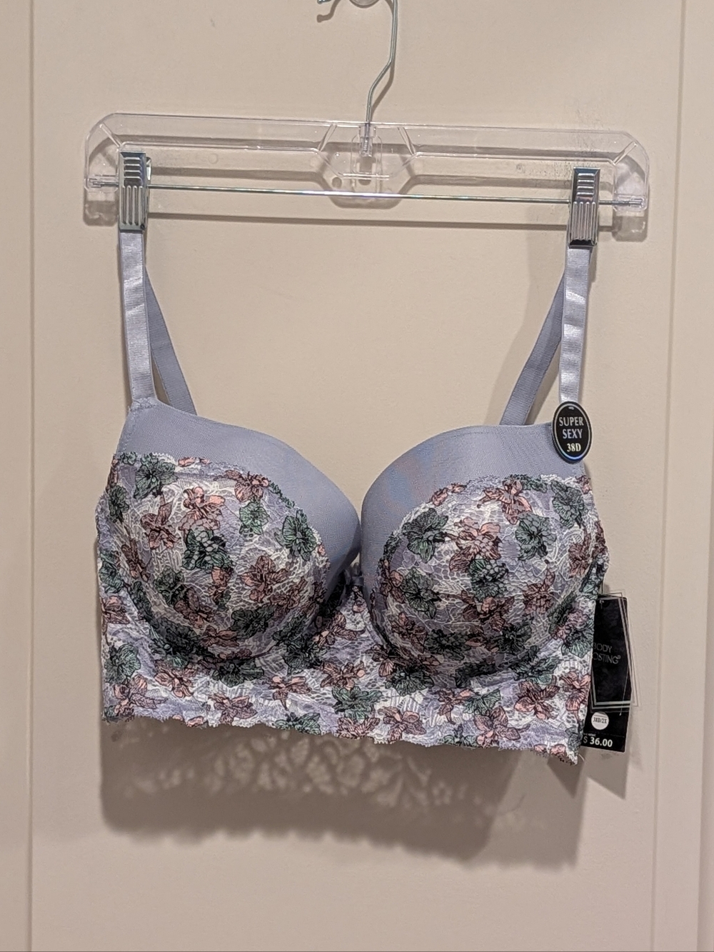 Body Frosting Super Sexy Floral Lace Longline Bra 38D